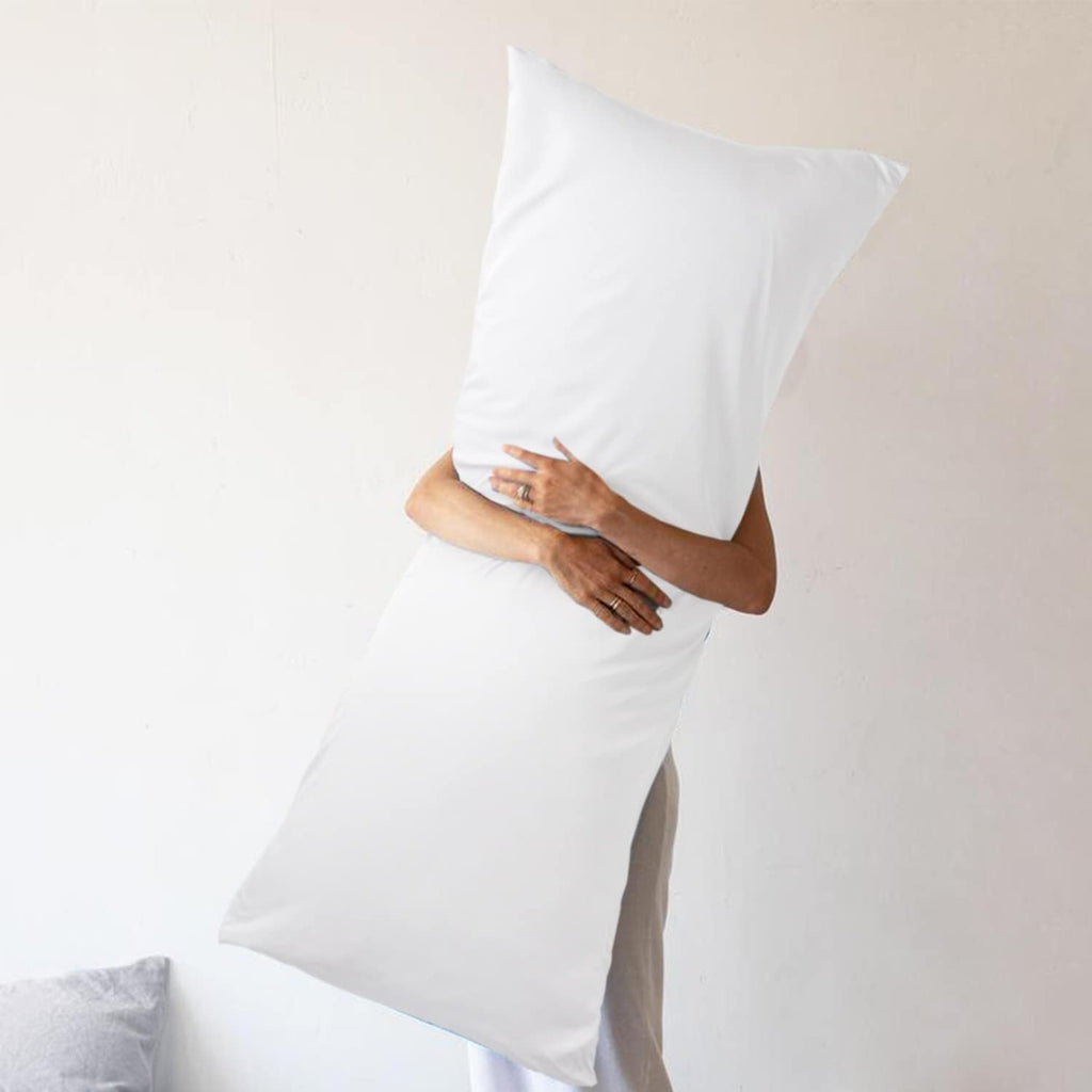 WishSmile Body Cooling Pillowcase Long Pillow Case Breathable Cool Silky Soft Rayon Derived from Bamboo Fabric, Hair and Skin Friendly, Whi…