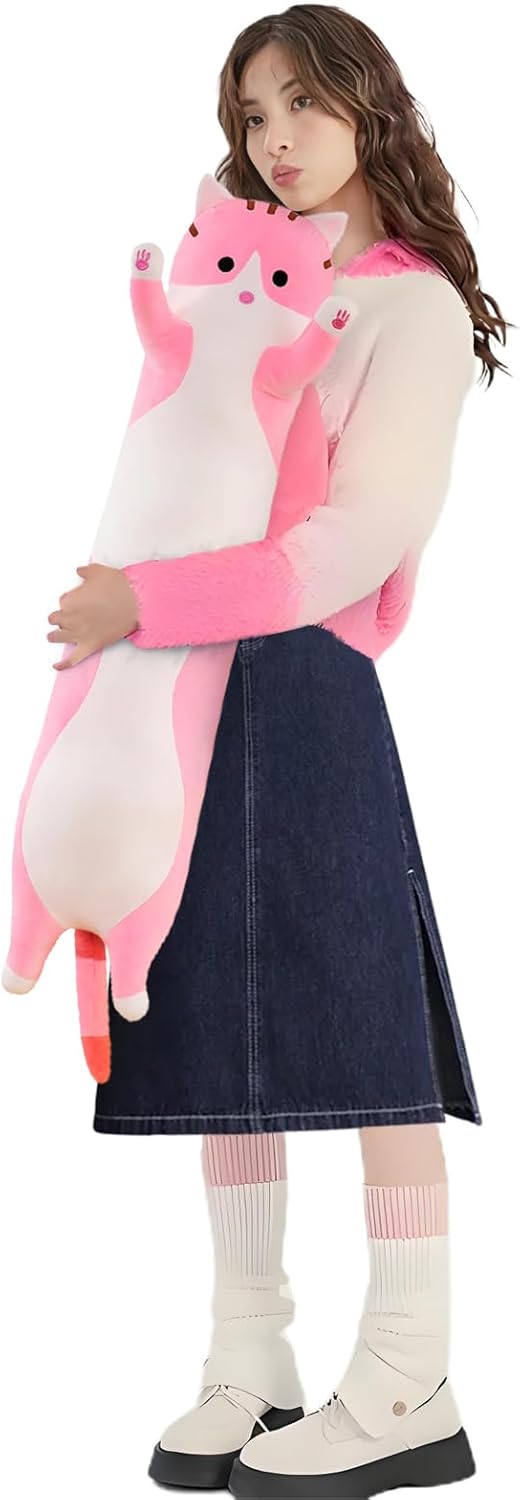 shangman Lovely Plush Cat Doll Cute Cartoon Soft Stuffed Kitten, Long Throw Sleeping Pillow, Toy Gift for Kids Girlfriend Multiple Size…