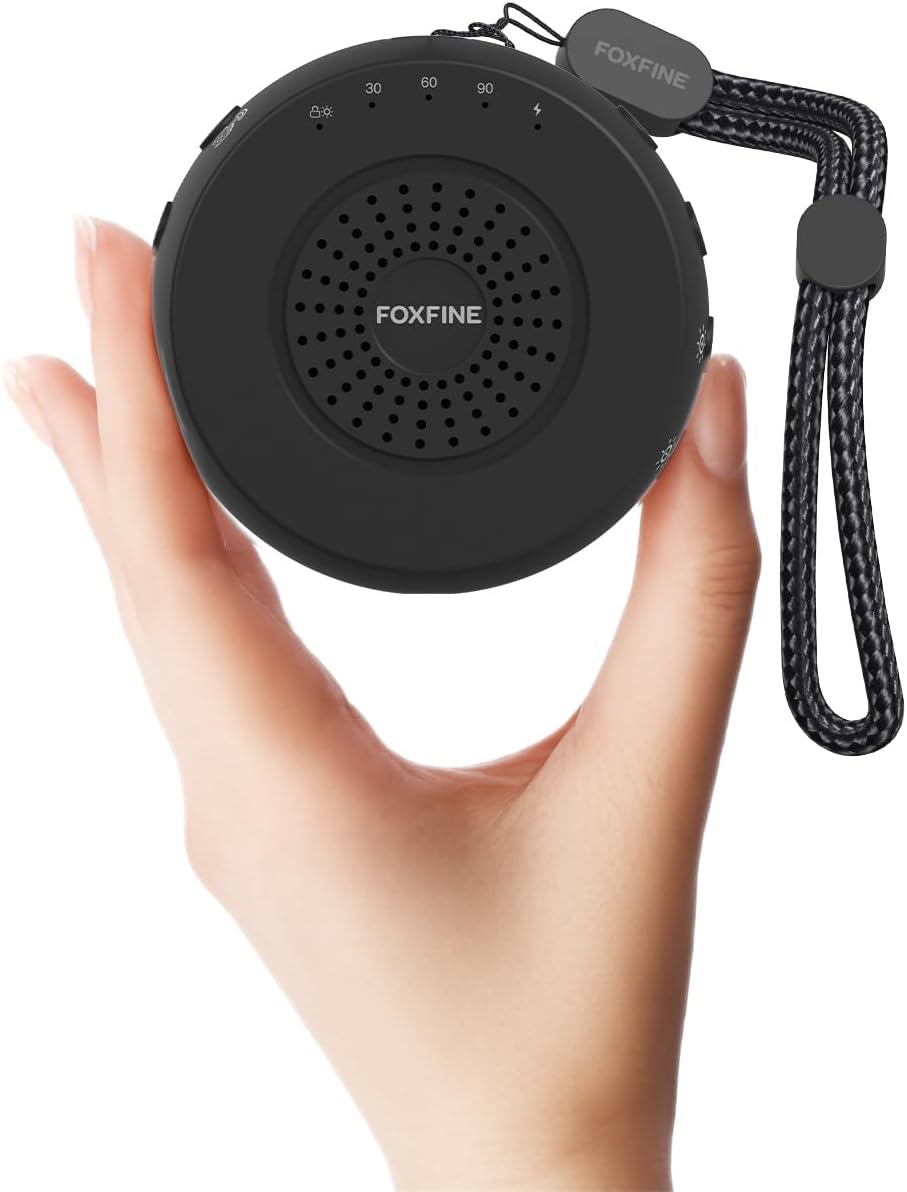 FOXFINE Portable Sound Machine, Travel White Noise Machine with 36 Soothing Sounds, Focus Light & Headphone Jack, Timer & Memory for…