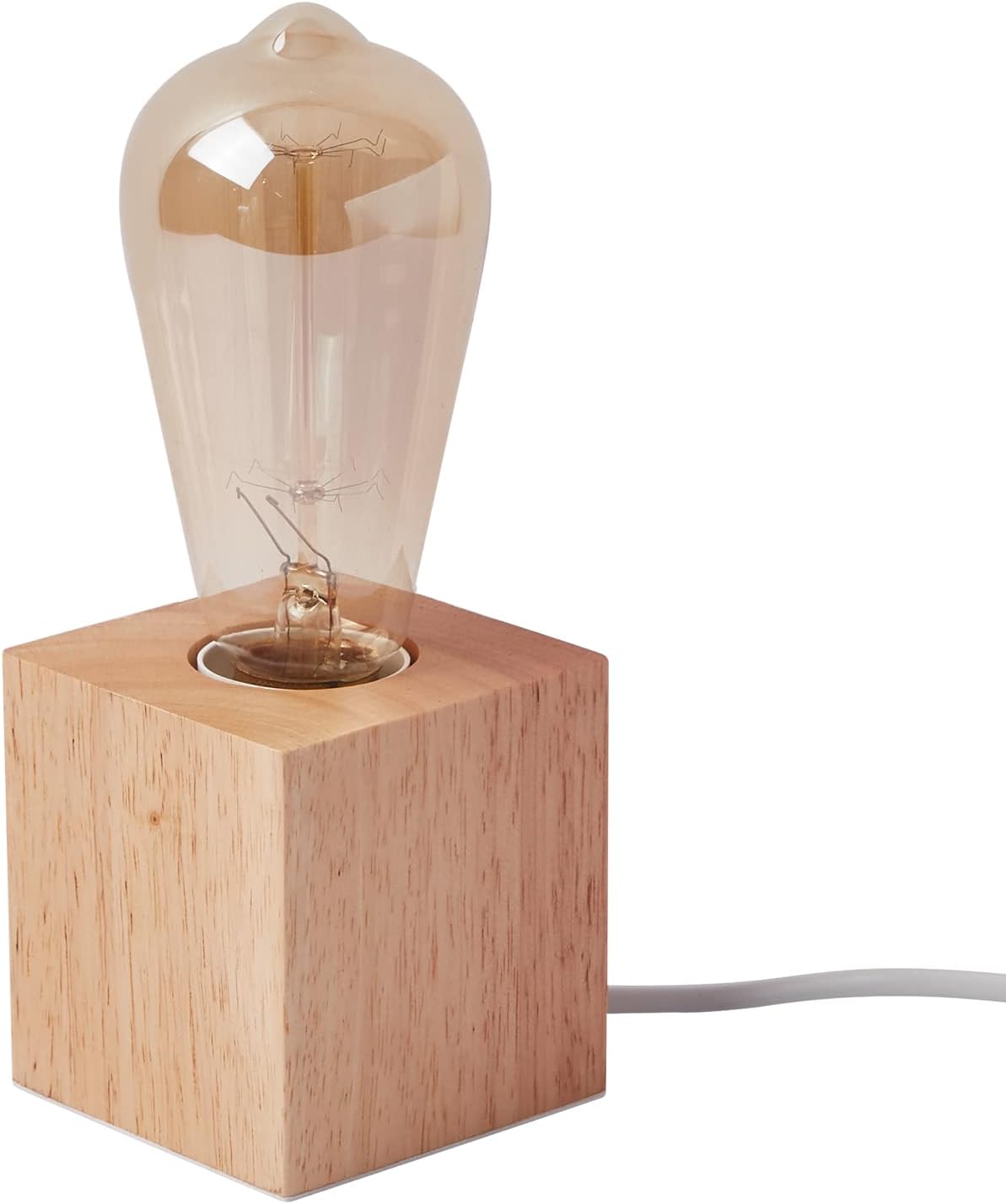 Vintage Table Lamp, Small Bedside Lamp with Square Wooden Base Desk Lamp, E26 60W Night Light Perfect for Bedroom Living Room Home Art…