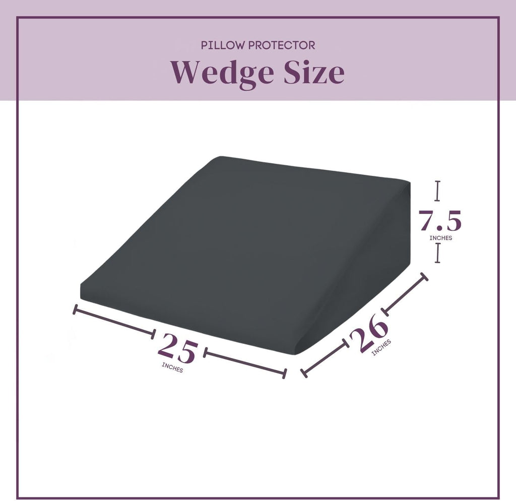 CirclesHome Wedge Pillow Cover 100% Cotton, Zippered Wedge Pillow Case Protector, Soft, Hypoallergenic & Breathable -Dark Grey, (25Wx26Lx7.…