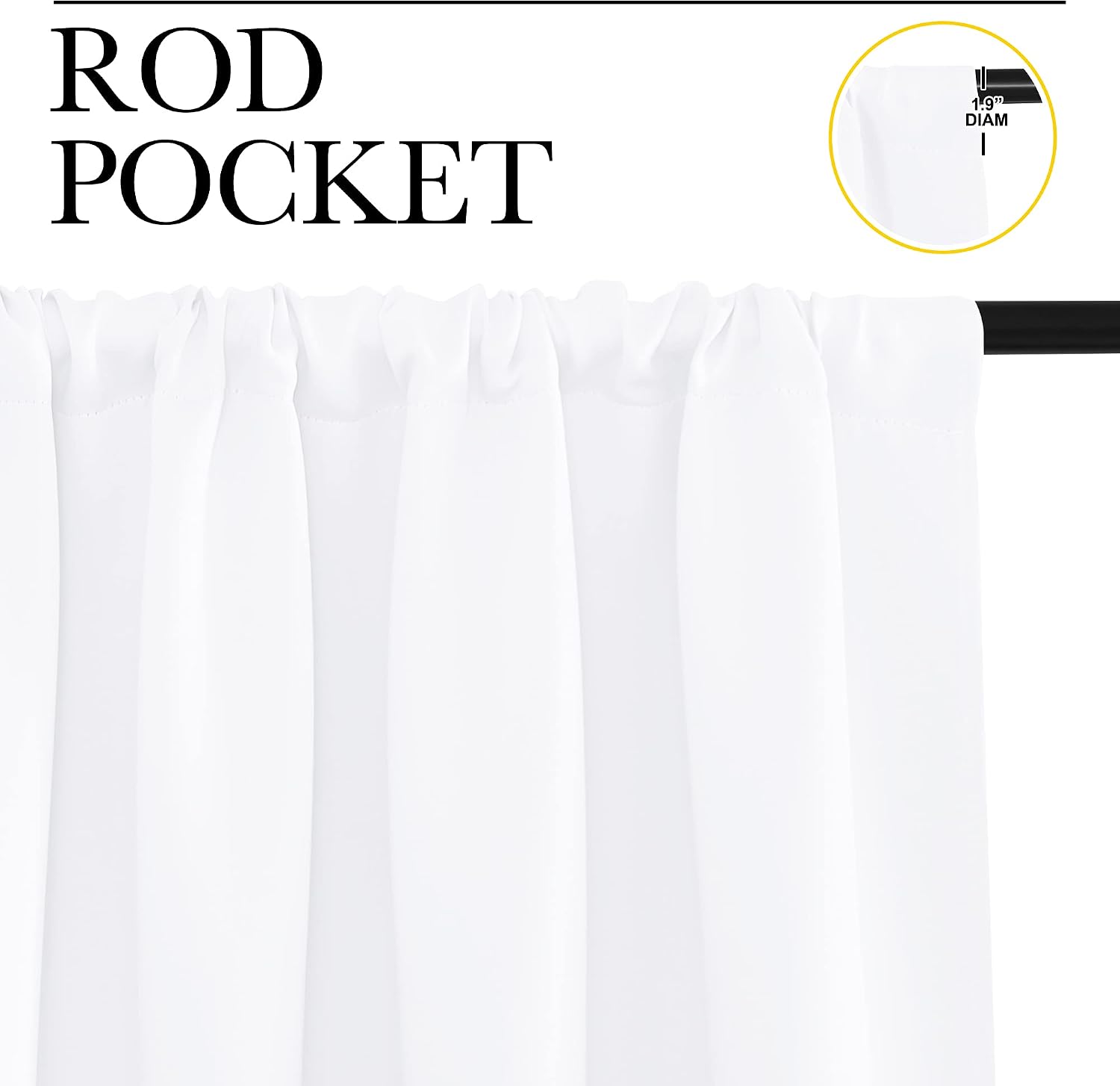NICETOWN Window Curtain Panels - Semi Blackout Rod Pocket Curtain Set for Bedroom (White, 2 Panels, 42 by 48)