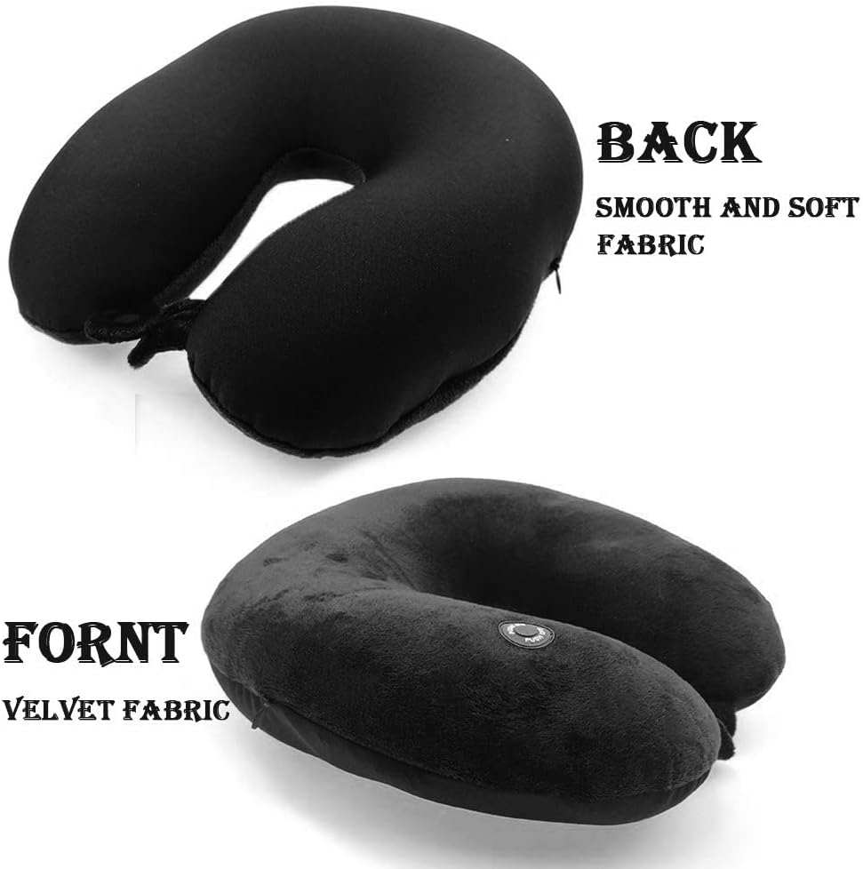 Hooshing Neck Pillow Massager Vibrating Black for relaxation Support Shoulder Fatigue in Car Home and Office Black