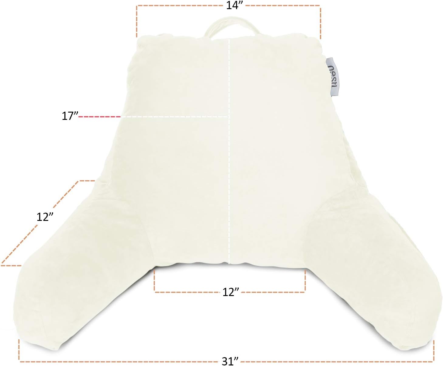 Nestl Reading Pillow with Shredded Memory Foam, Designed for Sitting Up in Bed and Couch, Back and Arms Adjustable Support for Adult &…