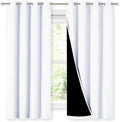 Nicetown White 100% Blackout Lined Curtains, 2 Thick Layers Completely Blackout Window Treatment Thermal Insulated Drapes for Kitchen/Bedro…