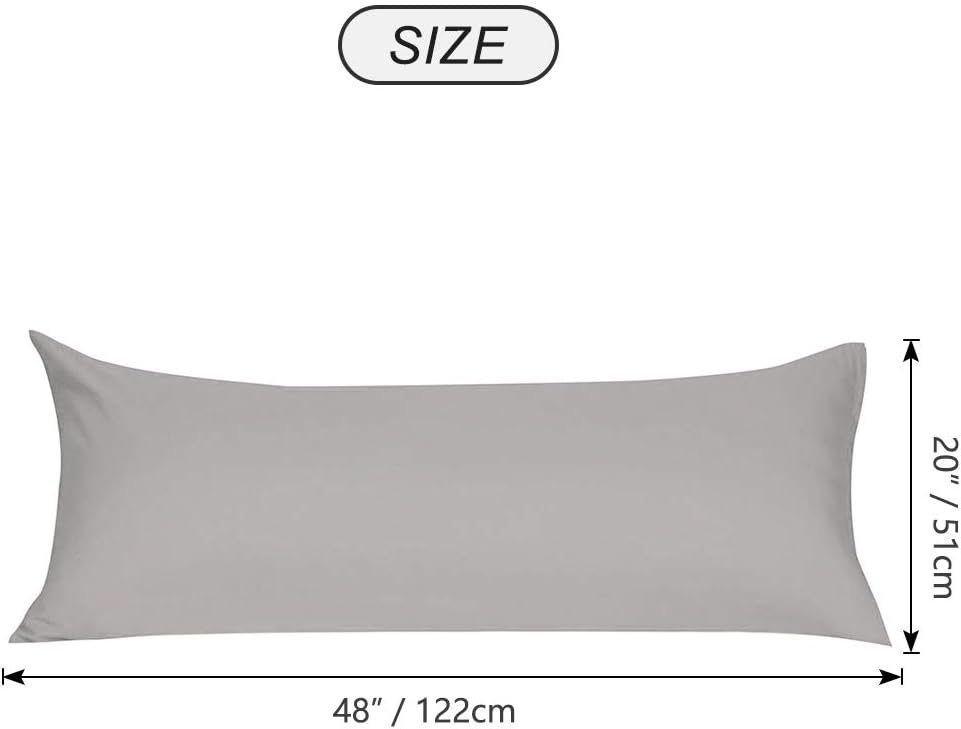 uxcell Soft Microfiber Body Pillow Cover with Zipper Closure, Long Pillow Cases for Body Pillows Weave for 90 GSM Polyester, Grey Body (20"…
