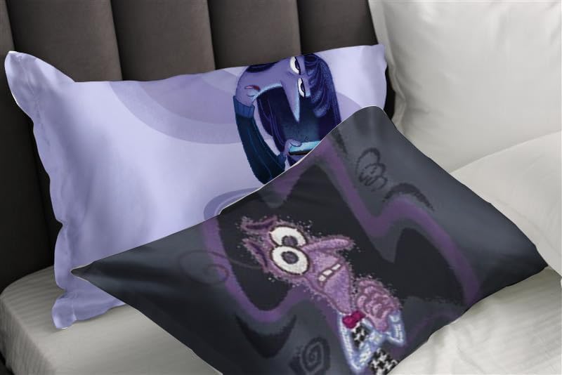 JayFranco Disney Pixar Inside Out Fear Satin Pillowcase - Standard Size 20x30 Inch Silky Soft Dark Grey Pillow Cover 30 inch Grey