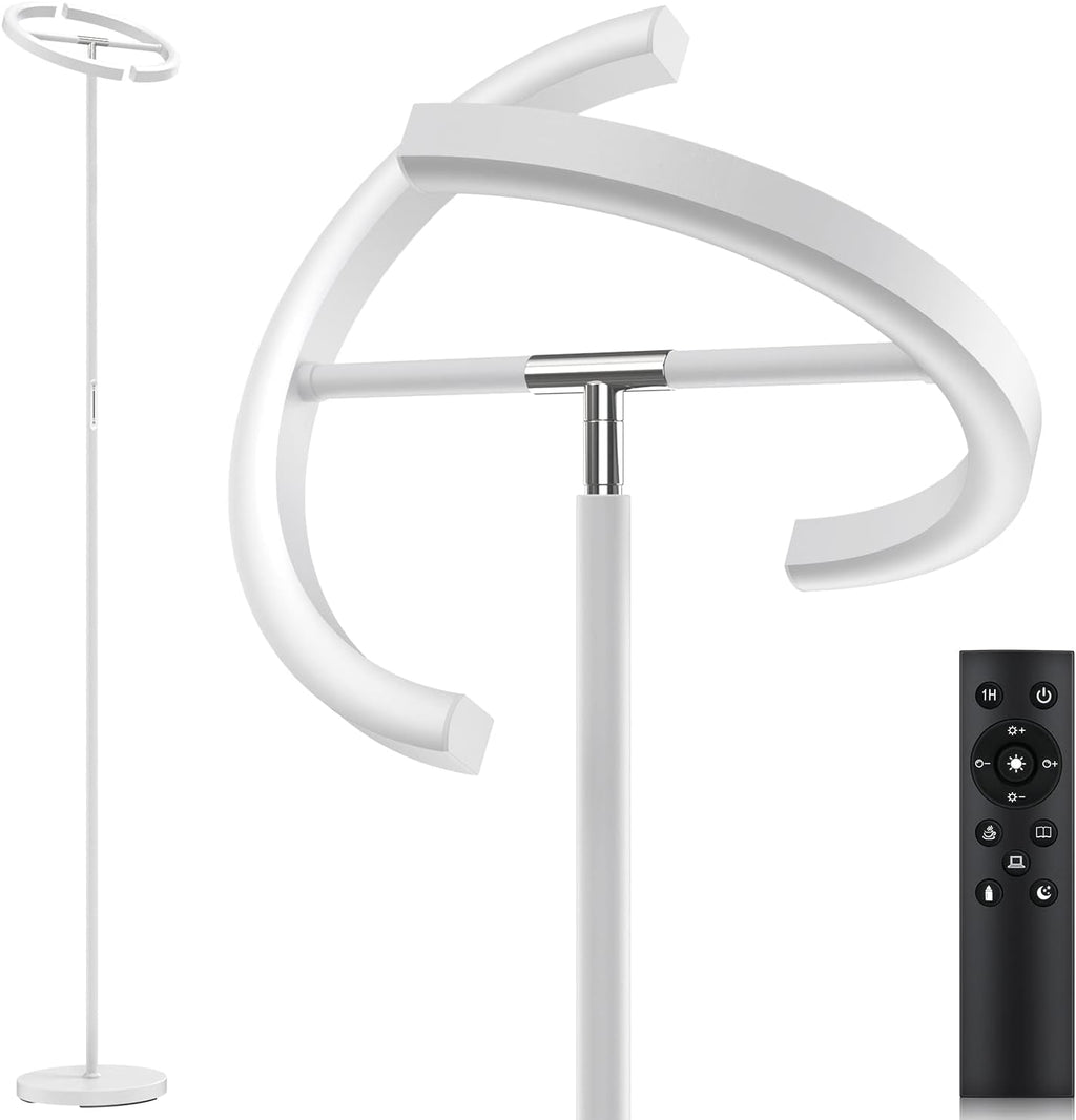 SIBRILLE White Floor Lamp, Modern Stepless Dimmable Standing Lamp 3000-6000K, 20W LED Rotatable Reading Tall Lamp, Touch & Remote Control…