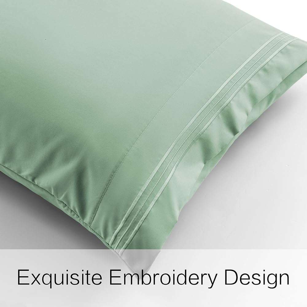 NookZuzu Body Pillowcase,1 Pack Queen Body Pillow Case,20"x54" Microfiber Long Pillowcase for Bed, Light Sage Green Body Pillow Case Cover, U…