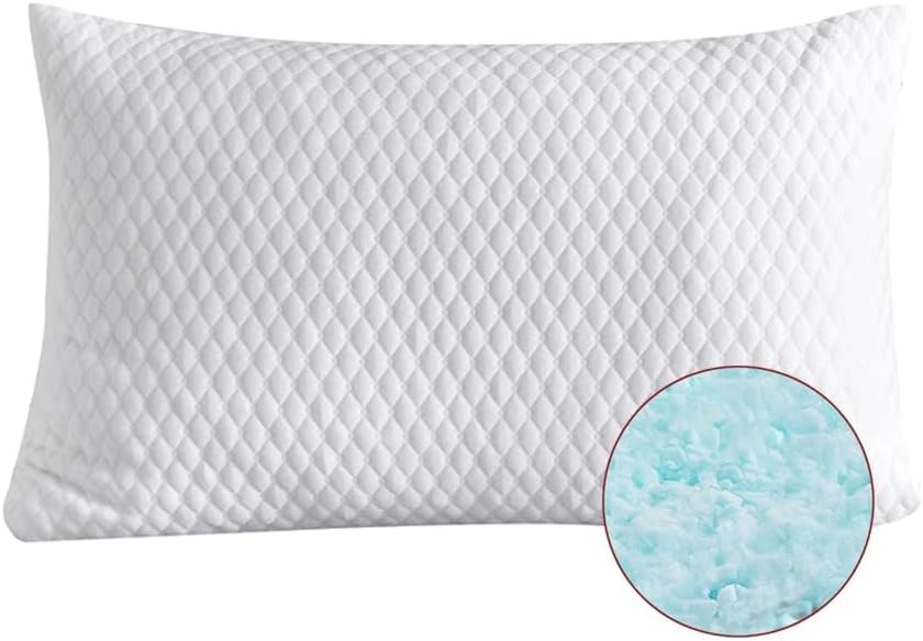 NTCOCO Shredded Memory Foam Bed Pillows for Sleeping Standard Size, with Washable Removable Hypoallergenic Sleep Pillow for Back and Side…