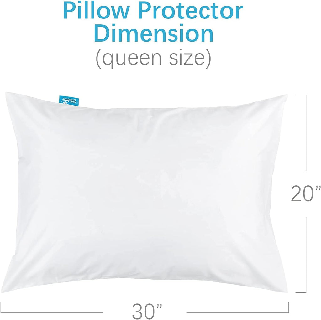 Bilobanbabybedding Waterproof Pillow Protector 2 Pack Queen Size Noiseless & Breathable & Soft & Machine Washable Full Encasement Pillow Pr…