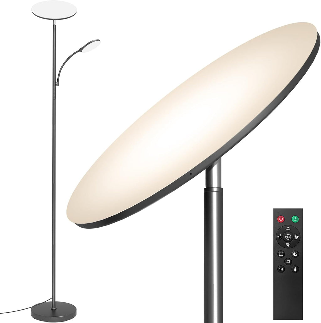 Marctronic Gray Floor Lamps for Living Room, 44W/4500LM Super Bright 2 in 1 LED Floor Lamp with Remote, Stepless Dimmable, 69" Tall Standin…