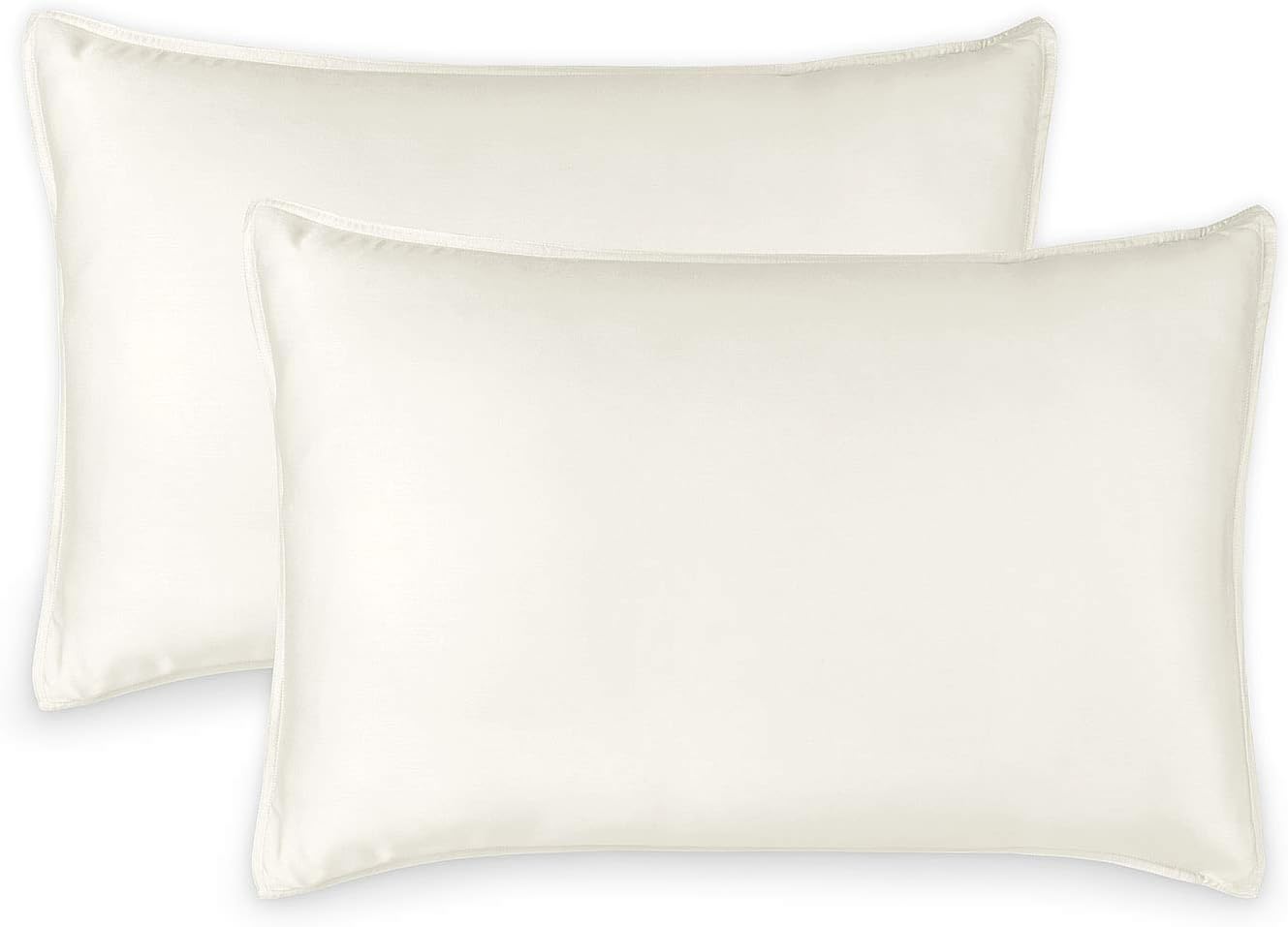 Queen Pillowcases by Pure Bamboo, Genuine 100% Organic Viscose Derived from Bamboo, Luxuriously Soft & Cooling, Double Stitching…
