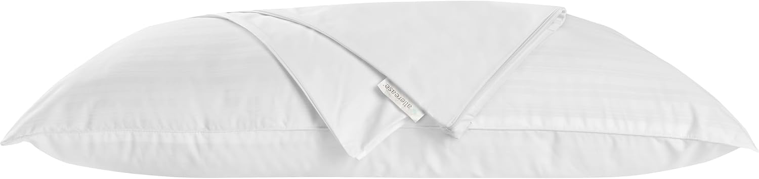 AllerEase Hot Water Wash Breathable Advanced Protection Machine Washable Durable Zippered Pillow Protector, Standard/Queen Size 2 Pack…