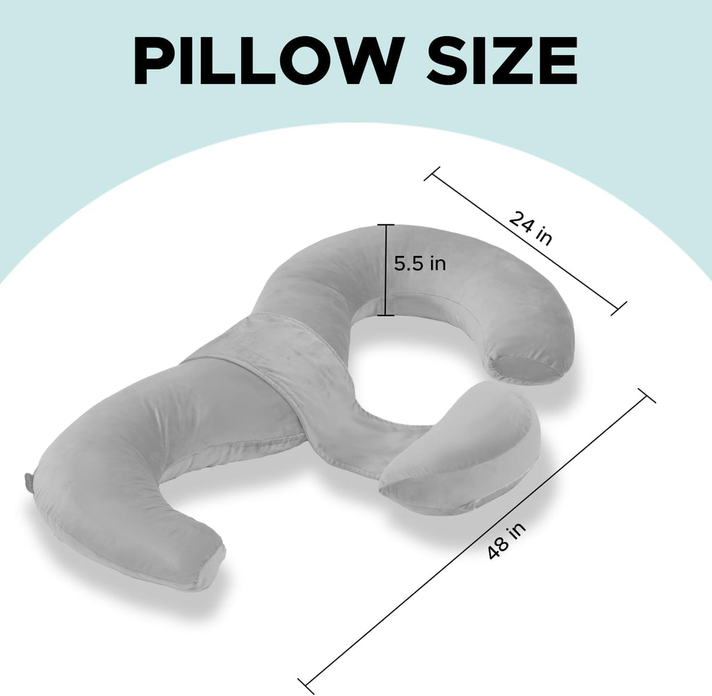 SchnauzerHome Pregnancy Pillows for Sleeping, E Shaped Maternity Pillow for Pregnant Women with Adjustable Wedge Pillow, 48 Inch Full Body…