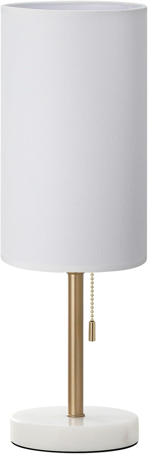 Dicoool Tall Bedside Table lamp for Bedroom - Luxury Marble Base & 3 Color Temperatures Bedside Lamps, Pull Chain Gold Table Lamps, White…