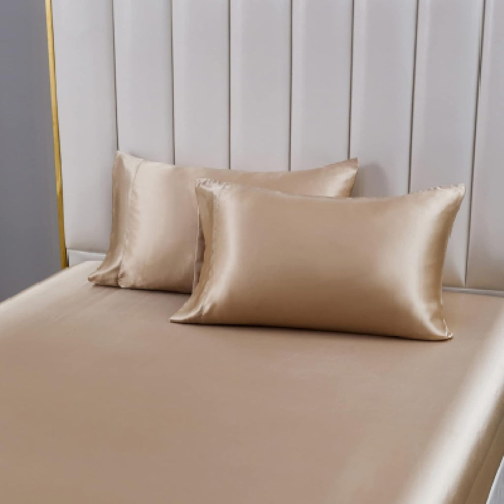 Lcbd Satin Pillowcase Queen Size for Hair and Skin, Taupe Silk Satin Pillowcases Set of 2, Satin Cooling Pillow Covers with Envelope Closur…