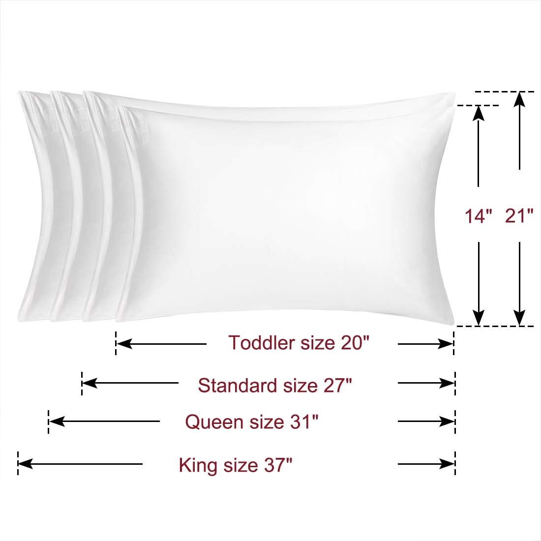 uxcell Queen Satin Pillowcase with Zipper, Super Soft and Luxury, Silky Pillow Cases Covers Set of 2, 21"x31", Snow White
