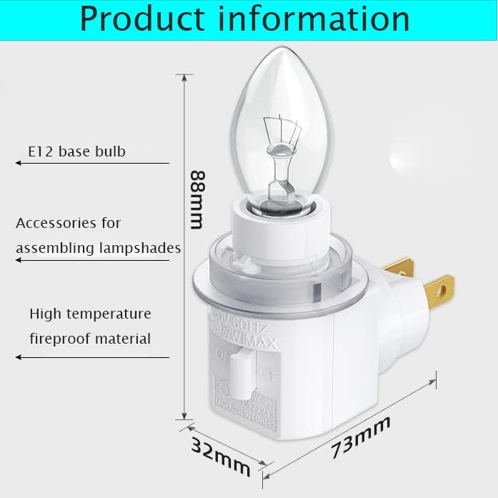 TWDRTDD Plug in Night Light, Adjustable E12 Base Socket Night Light with On/Off Switch for Making Decorative Night Lights (Glass…