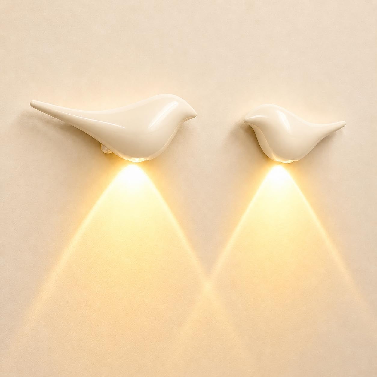 White Motion Sensor Night Light Indoor, Magnetic Wall Lamp, Rechargeable LED Bird Lamp, Wireless Stick On Light with Warm Soft Glow, Auto…