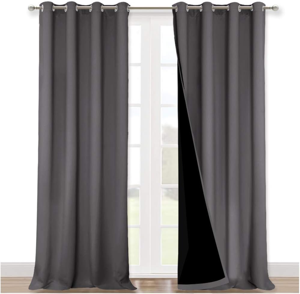 Nicetown 100% Blackout Blinds, Set of 2, 52 inches x 120 inches, Laundry Room Decor Window Treatment Curtains for Large Patio Sliding Door,…