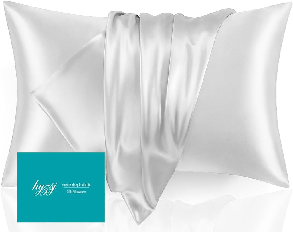 Mulberry Silk Pillowcase for Hair and Skin Standard Size 20"X 26" with Hidden Zipper Soft Breathable Smooth Cooling Pillow Covers for…