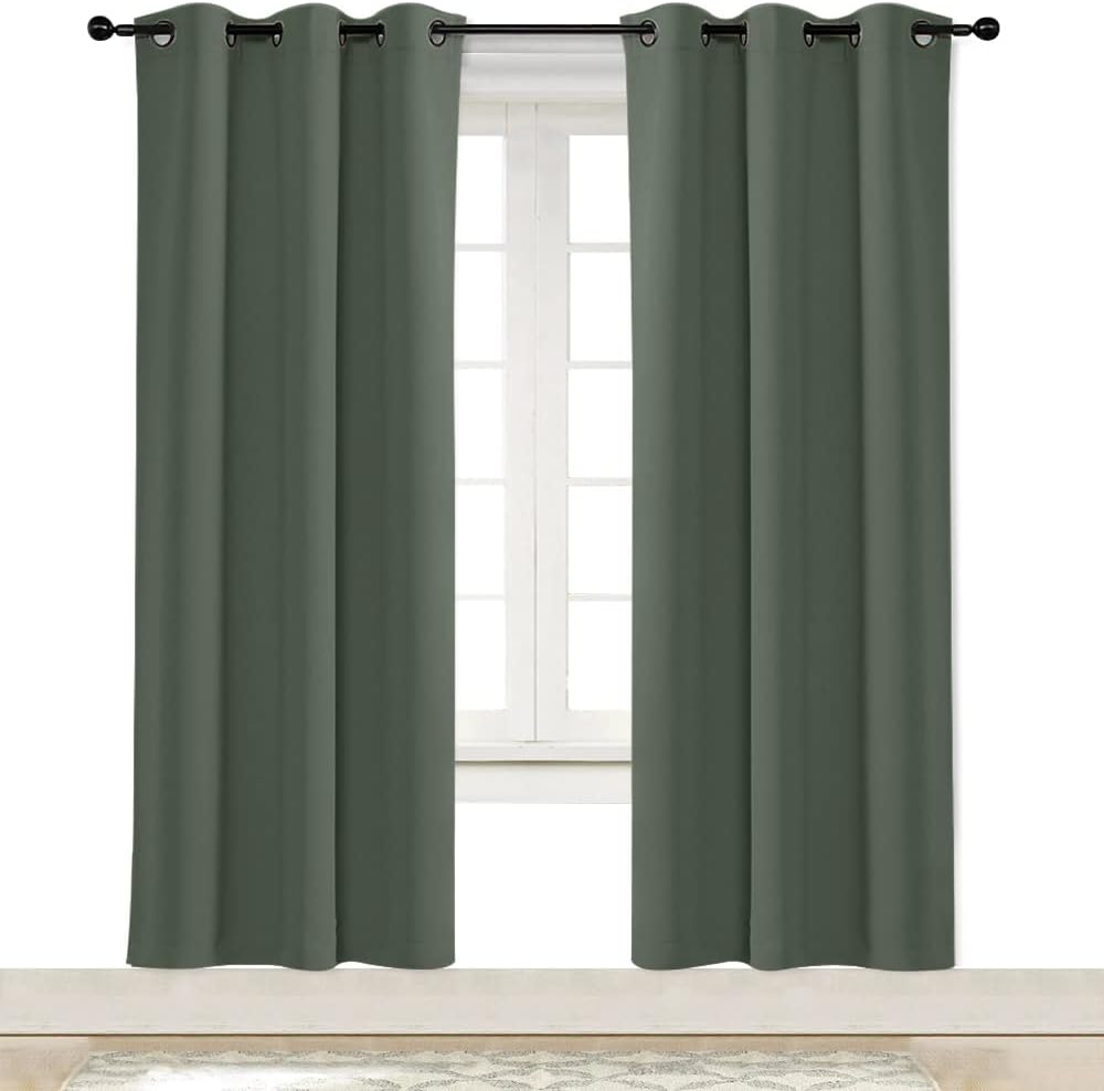 NICETOWN Dark Mallard Blackout Drape 72 inches Long for Nursery Home Fashion Thermal Insulated Blackout Room Darkening Curtain/Drapery…