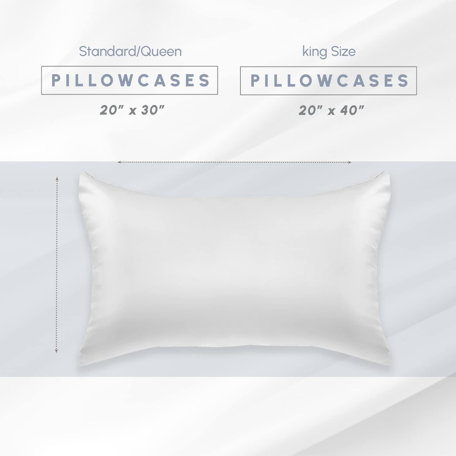 Elegantcomfort Elegant Comfort 2-Pack King Size 70% Viscose 30% Polyester Cooling Satin Pillowcase Set with Hidden Zipper Closure, White Wh…