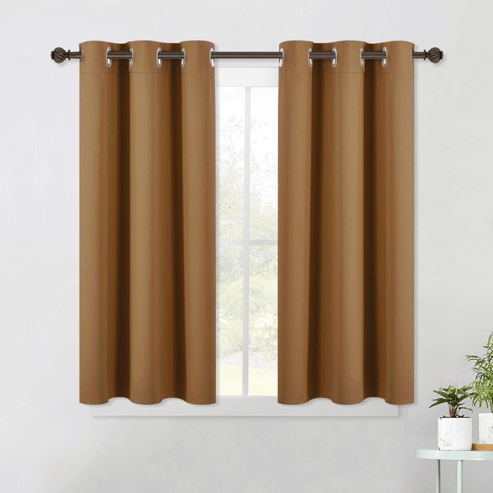 NICETOWN Sleek Blackout Curtains 45 inches Length for Small Windows, Noise Reducing and Block Draft Panels for Door Doorway Laundry…