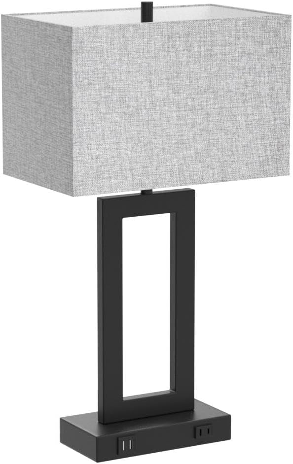 Tobusa Set of 2 Modern Touch Control Table Lamps with 2 USB Ports, 22’’ Large Bedside Nightstand Lamps 3-Way Dimmable Desk Lamp With Grey F…