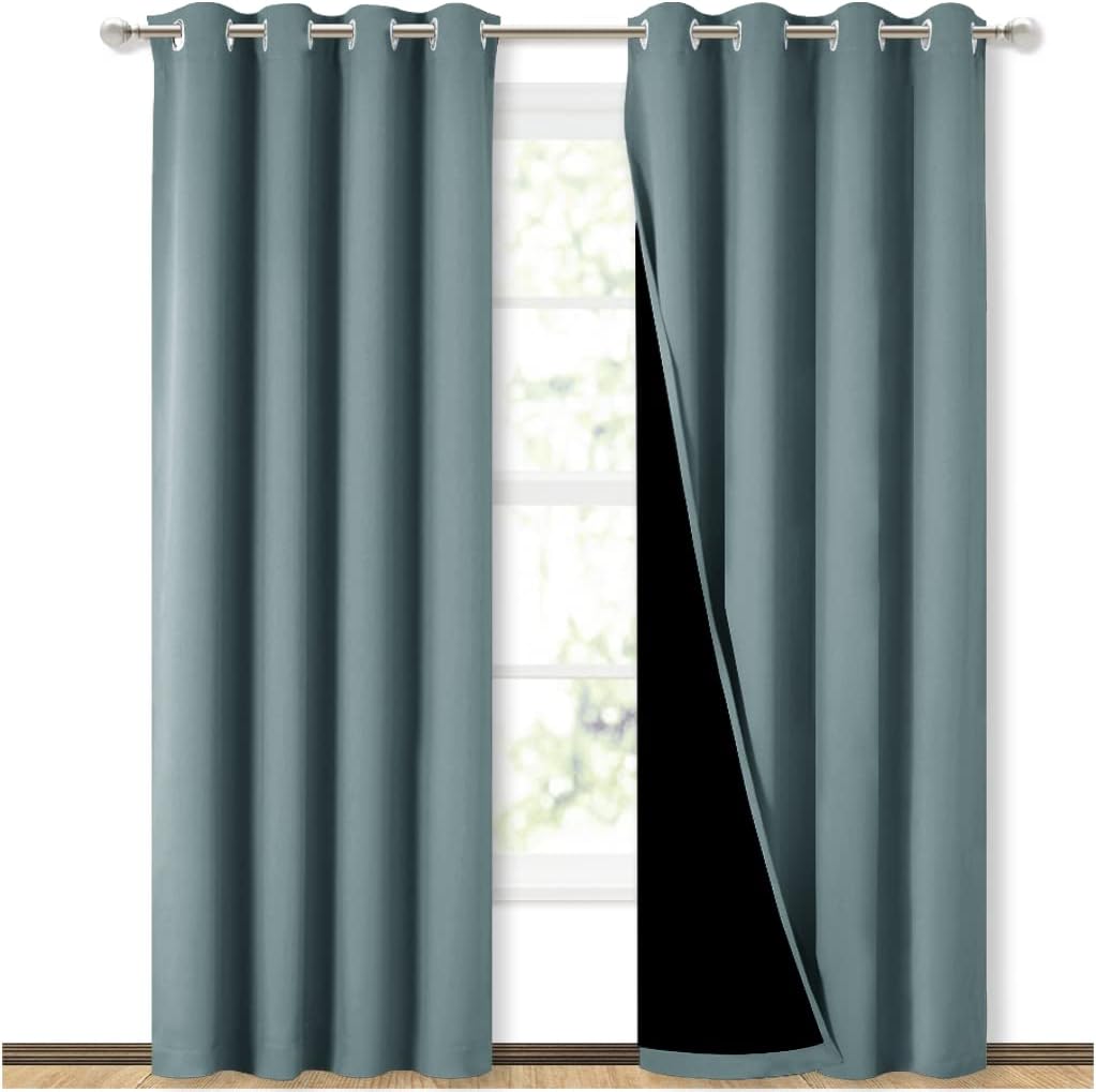 Nicetown 100% Blackout Curtains 84 inches Long, Pair of Energy Smart & Noise Blocking Out Drapes for Baby Room Window, Thermal Insulated Gu…