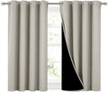Nicetown Natural 100% Blackout Curtains 45 inches Long, 2 Thick Layers Completely Blackout Window Treatment Thermal Insulated Lined Drapes…
