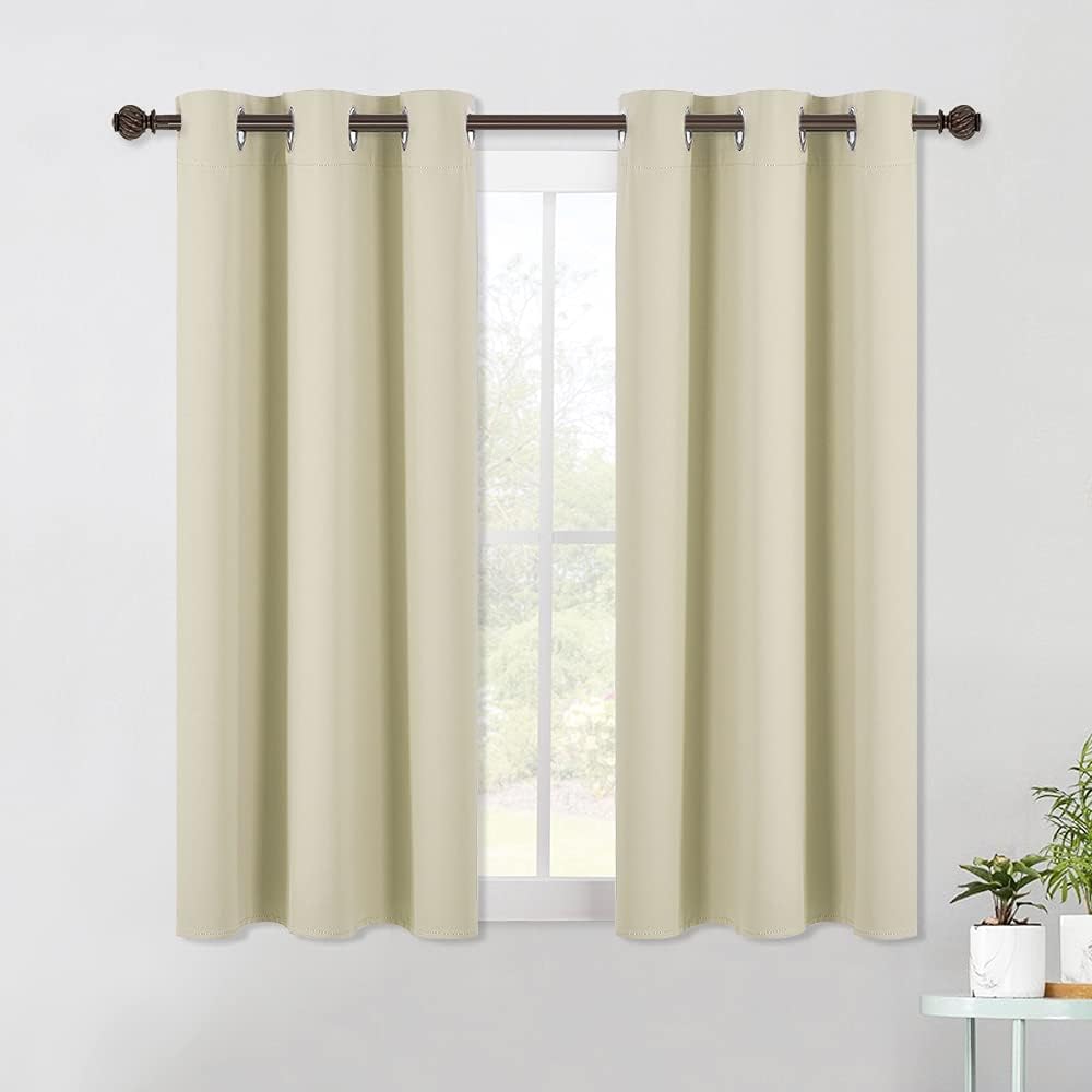NICETOWN Room Darkening Draperies Window Curtain Panels, Thermal Insulated Grommet Room Darkening Curtains for Bedroom (Beige, 2 Panels…