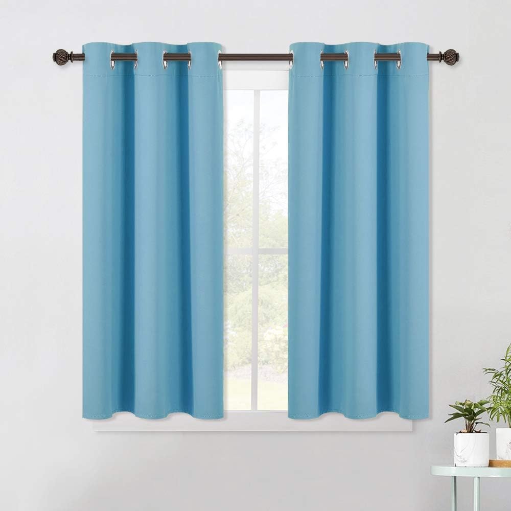 NICETOWN Thermal Insulated Curtains Blackout Draperies, Window Treatment Solid Grommet Room Darkening Drape Panels for Bedroom (Teal…