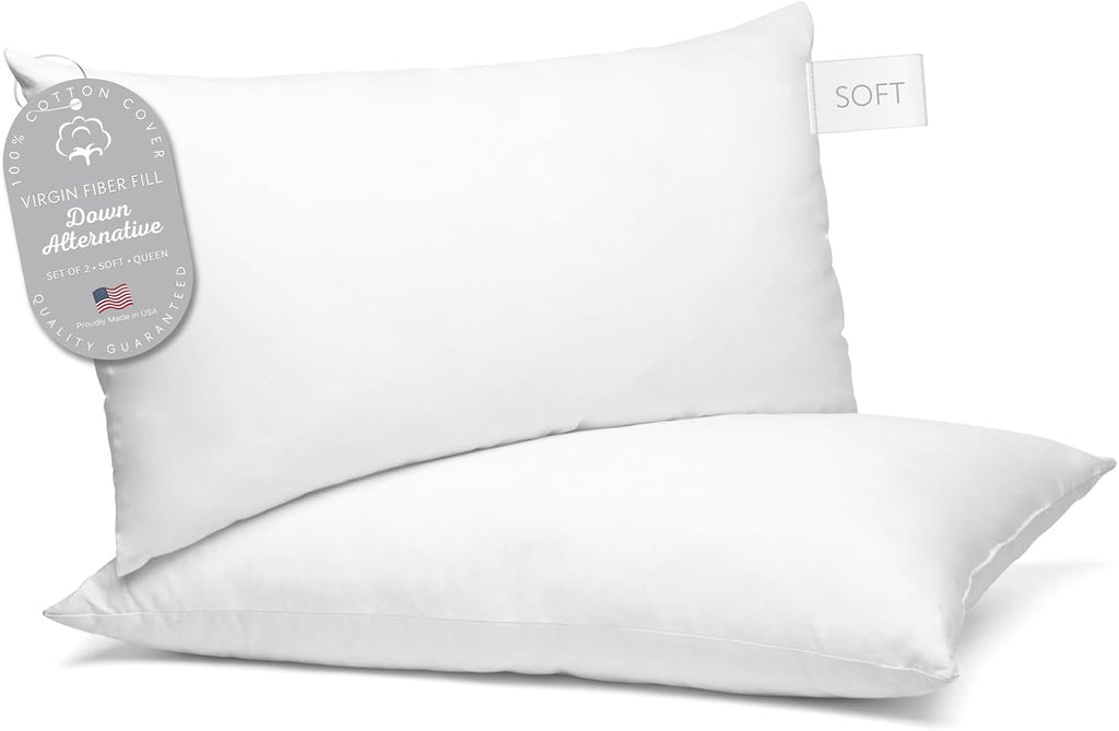 Digital Decor 100% Cotton Luxury Hotel Pillows Queen Size Set of 2, Cooling Down Alternative Bed Pillows for Sleeping, Hypoallergenic…