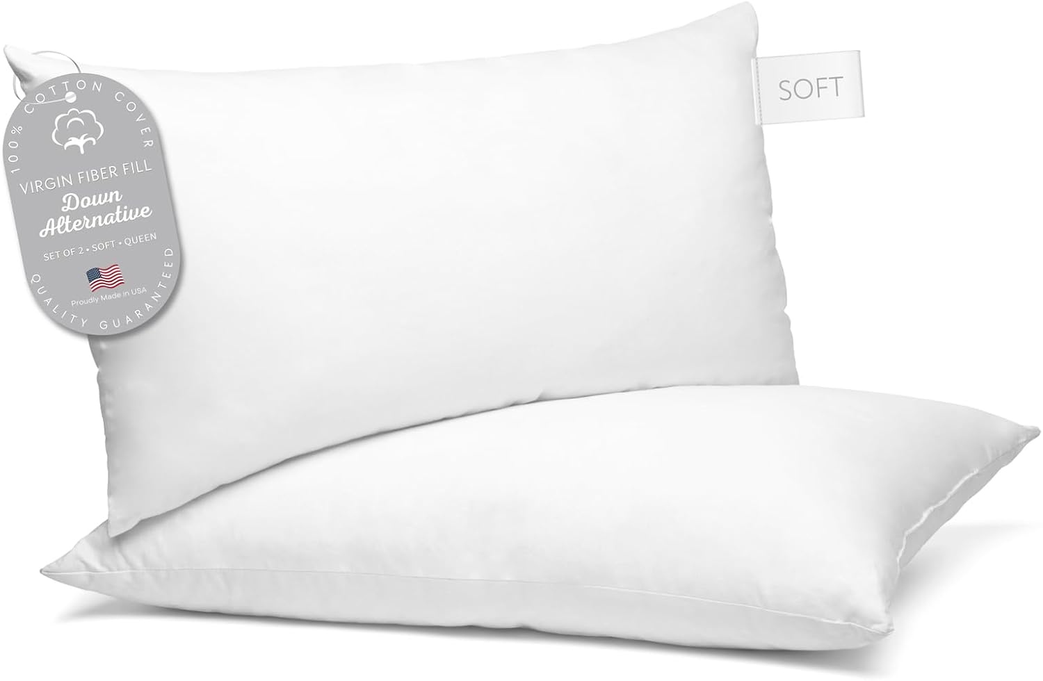Digital Decor 100% Cotton Luxury Hotel Pillows Queen Size Set of 2, Cooling Down Alternative Bed Pillows for Sleeping, Hypoallergenic…