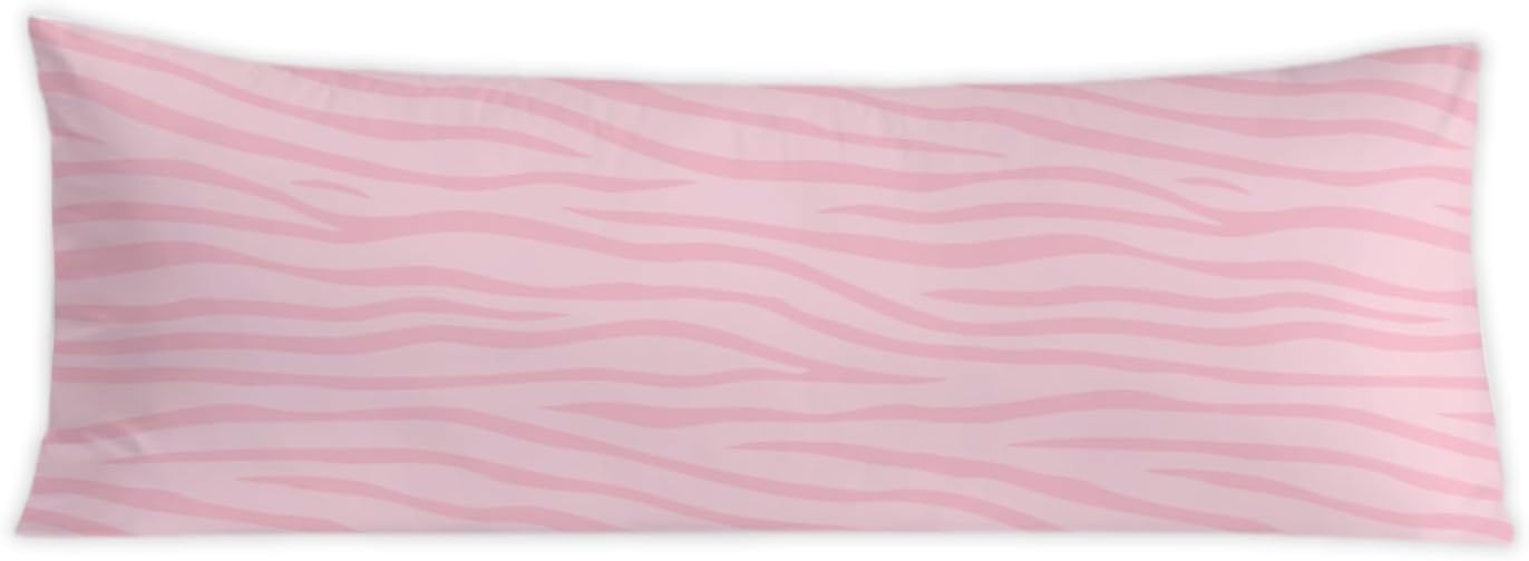 Preppy Pink Zebra Pattern 20x54 Body Pillow Cover, Preppy Room Decor, Girly Y2K Pink Animal Print Aesthetic Decorative Long Body Pillow…