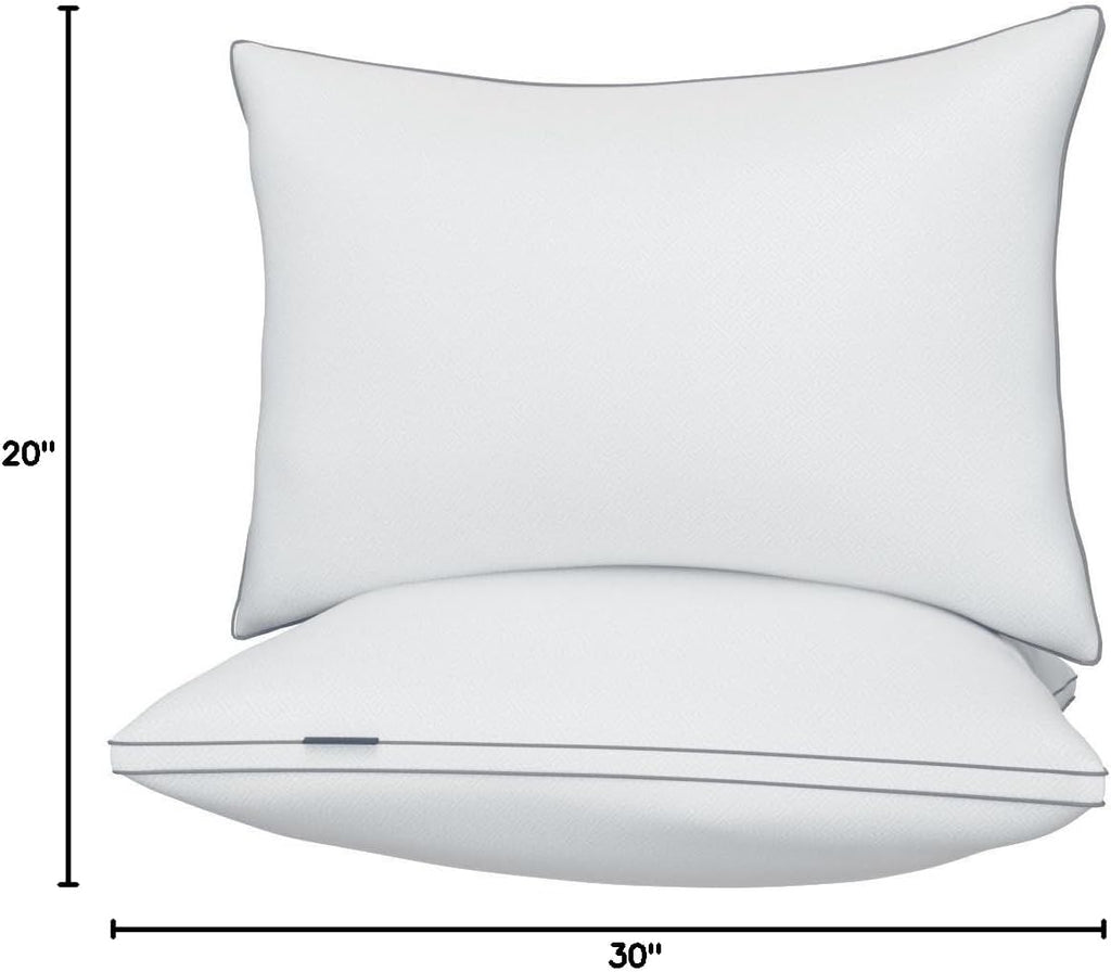viewstar Bed Pillows Queen Size Set of 2, Firm Support Down Alternative Gusseted Pillows for Side, Back, or Stomach Sleepers, White