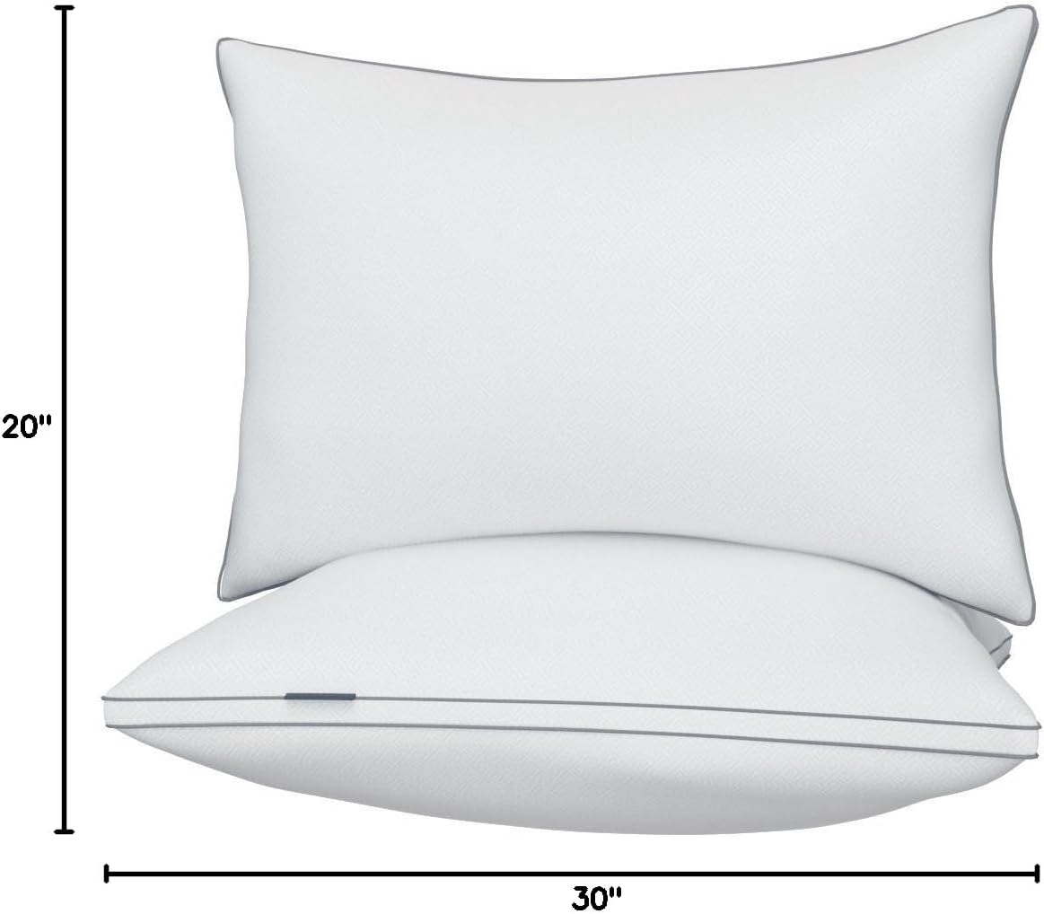 viewstar Bed Pillows Queen Size Set of 2, Firm Support Down Alternative Gusseted Pillows for Side, Back, or Stomach Sleepers, White