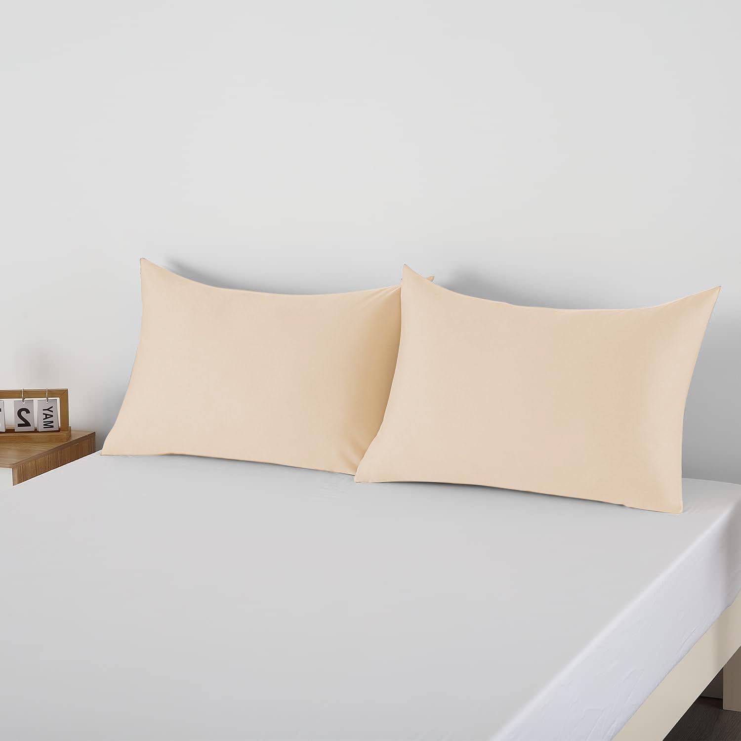 ShunjieHome 100% Egyptian Cotton Pillow Protectors Set of 2, 400 Thread Count Sateen Weave Pillowcase, easy maintenance Zippered Style…