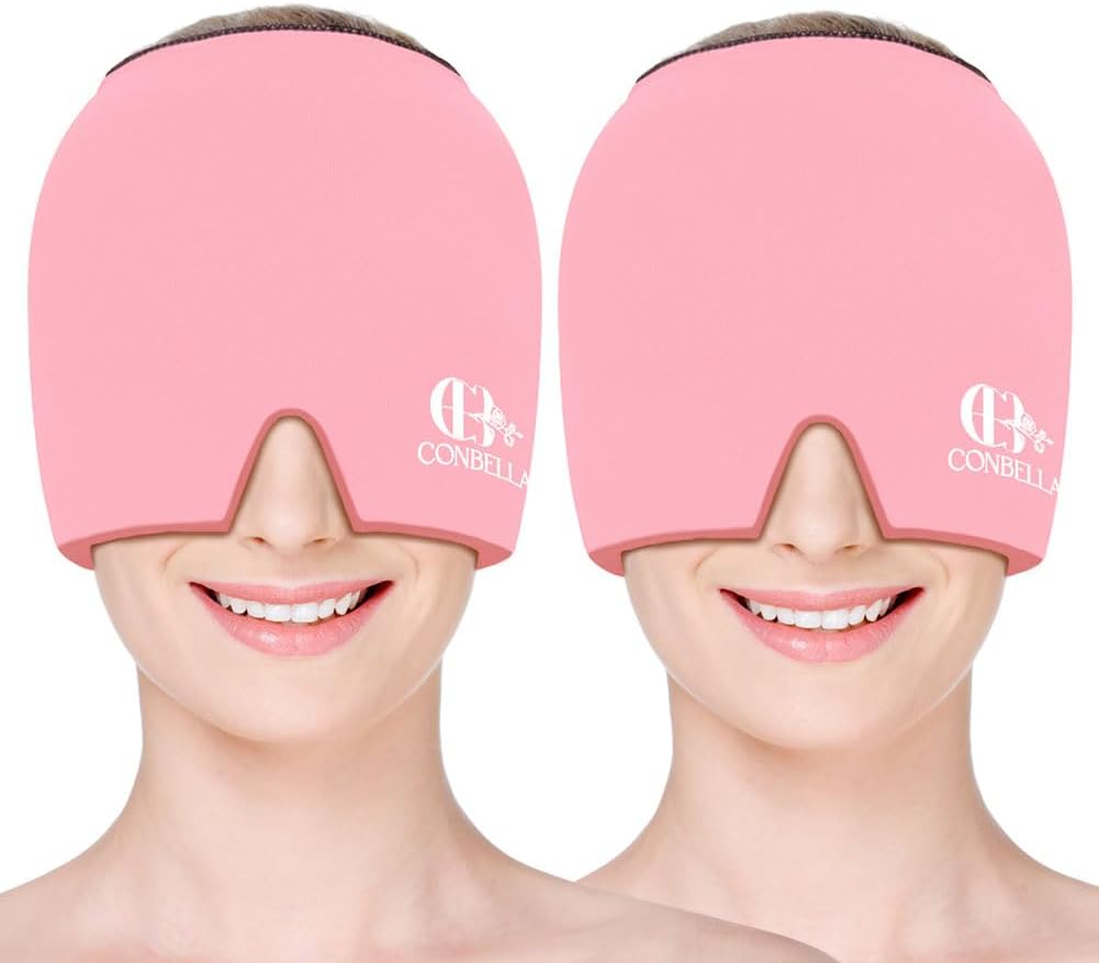 Conbella 2Pcs Migraine Relief Cap, Soothing Headache Ice Face Mask Products, Hot and Cold relaxation, Migraine Headache Relief Cap for…