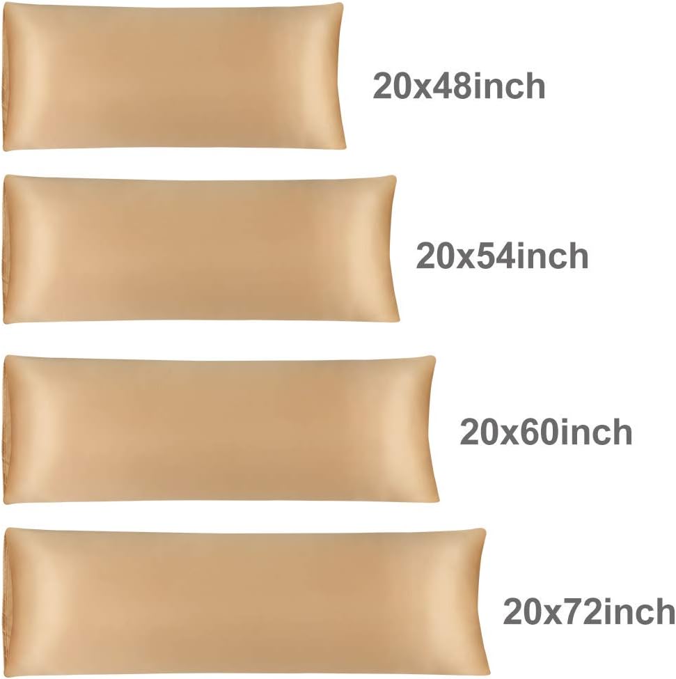 uxcell Body Pillow Cover, 20x60 Inch Gold Silky Satin Body Pillowcases for Hair and Skin, Soft Cooling Smooth Pillow Case with Envelope…