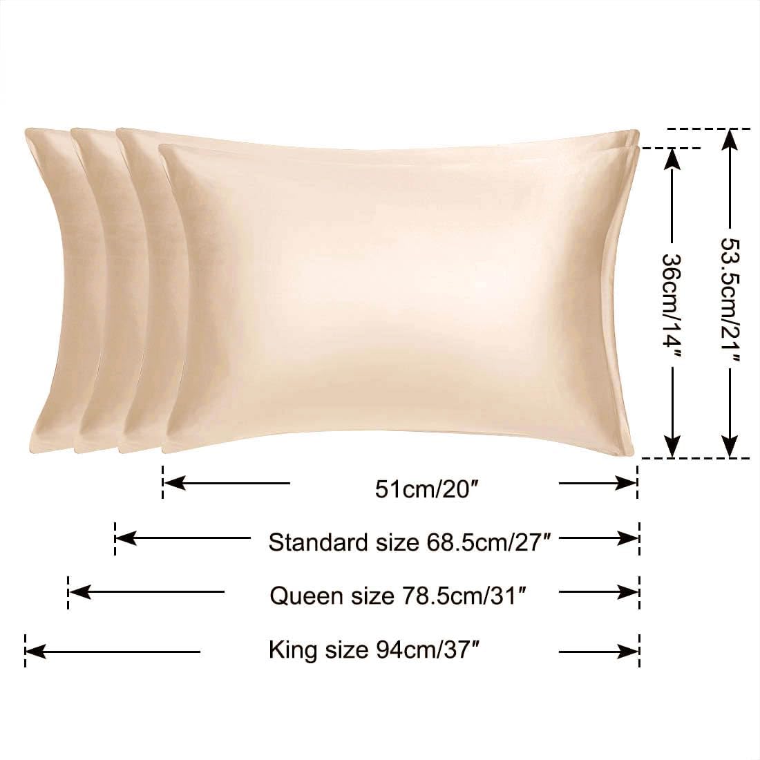 uxcell Travel Satin Pillowcase with Zipper, Super Soft and Luxury, Silky Pillow Cases Covers Set of 2, 14"x20", Caramel