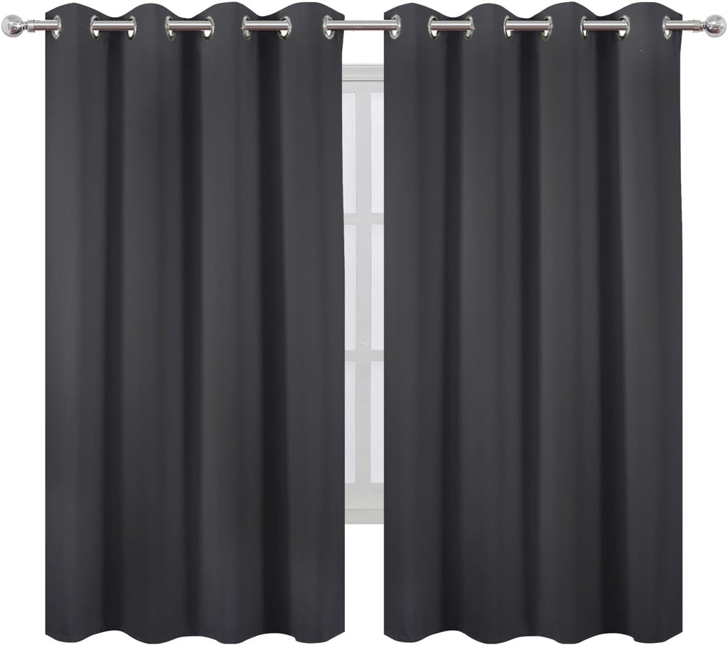 Lemomo Dark Grey Blackout Curtains 52 x 63 Inch Length/Set of 2 Curtain Panels/Thermal Insulated Room Darkening Curtains for Bedroom and Li…
