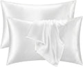 QJFabricCO Q&J Fabric Co. 2 Pack Satin Pillowcase Silk Like Pillow Cases 20x30 inch White Cooling Pillow Cases with Envelope Closure for Ha…