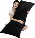 Memfydu Full Body Pillow with Fluffy Stripe Faux Fur Removable Cover, Long Bed Pillow Adult 20x54 Inches for Side Sleeper and Pregnancy, Bl…