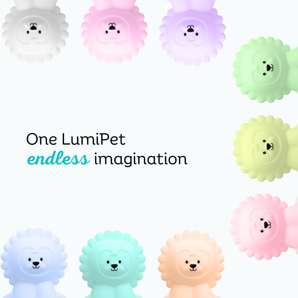 Lumipets Remote Control Silicone Night Light for Kids - Lion Design with 9 Soft Colors & Sleep Timer - Rechargeable, Battery-Operated…