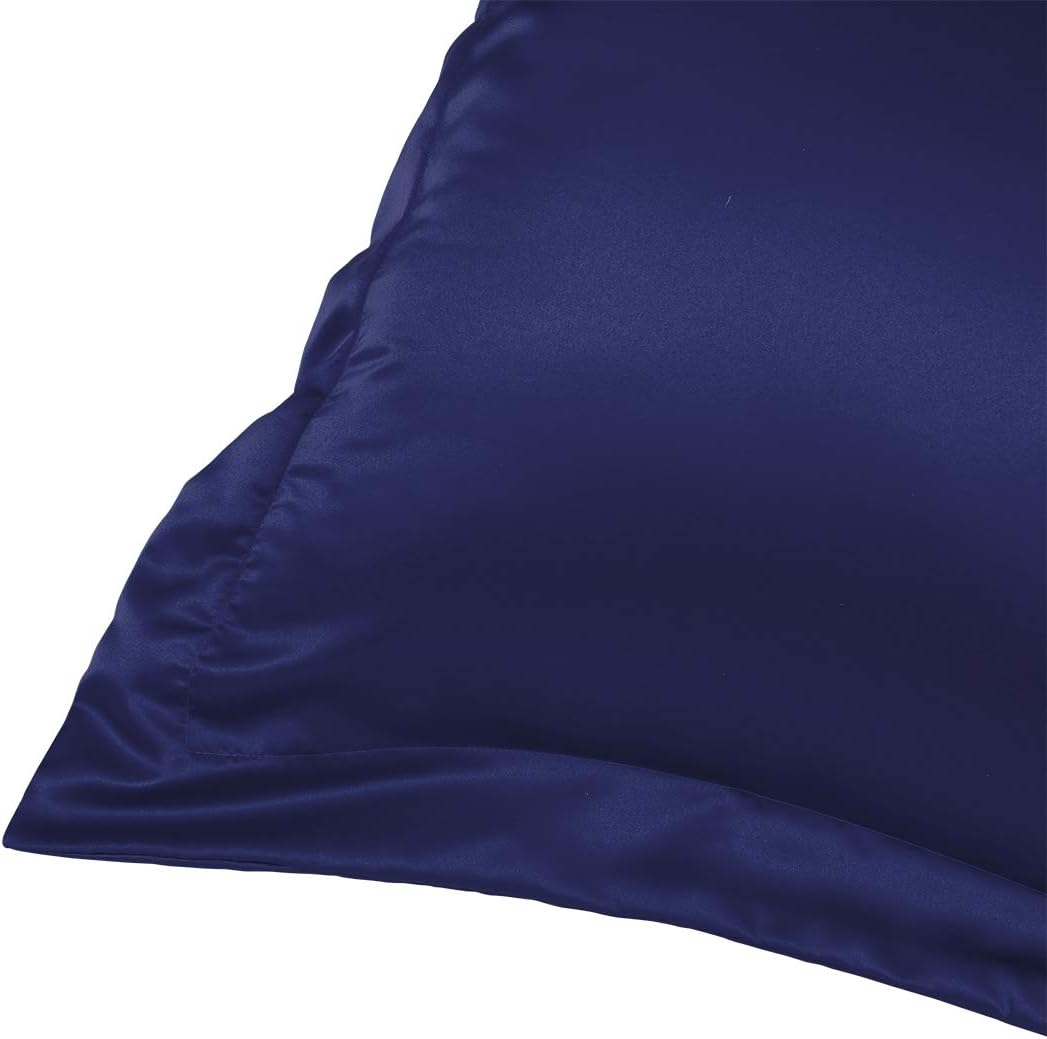 PiccoCasa 2 Pack Satin Pillowcase for Hair and Skin, Euro Sham Pillow Covers Soft Silky Oxford Pillow Cases with Envelope Closure European(…