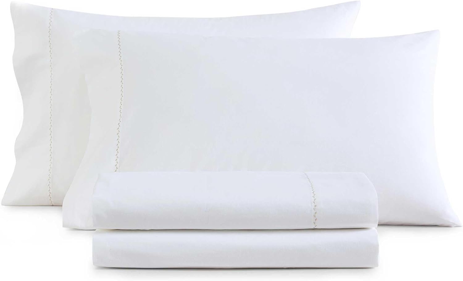 MarthaStewart Martha Stewart - Twin Size Sheets Set, Crisp & Tailored Cooling Sheets with a Smooth Cotton Percale Lightweight Feel - Bed Sh…