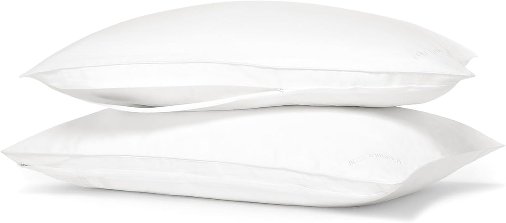 Boll & Branch Pillow Protector - Standard Size Pillows, White Cover - 1 Protector Included - Zipper Closure, Hypoallergenic, Soft…